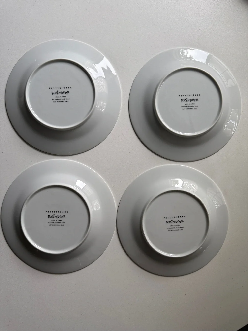 Rare Retired Complete Set Nine (9) Santa's Reindeer Dessert Plates Pottery Barn